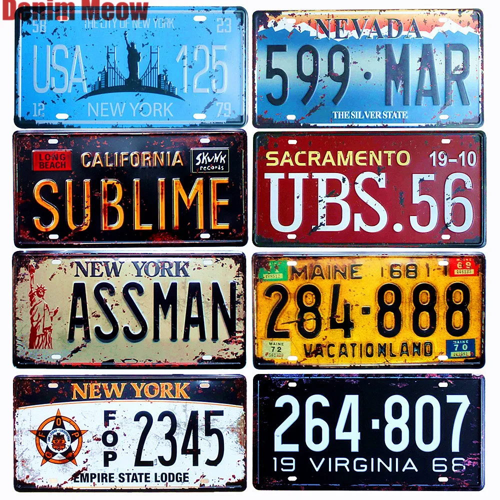 

USA NEW YORK 125 Metal Tin Signs Car Number License Retro Home Decor For Bar Cafe Garage Wall Painting Plate 30x15cm A925