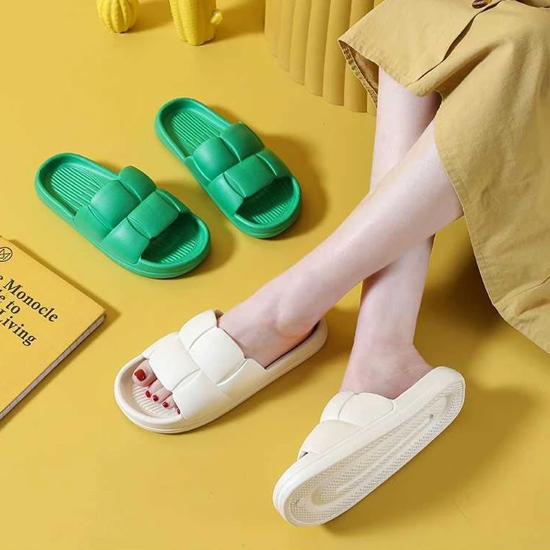 

Шлепанцы женские домашние из ЭВА, сандалии на толстой плоской подошве, Нескользящие, Эва, для ванной комнаты, модные тапочки, лето 2023