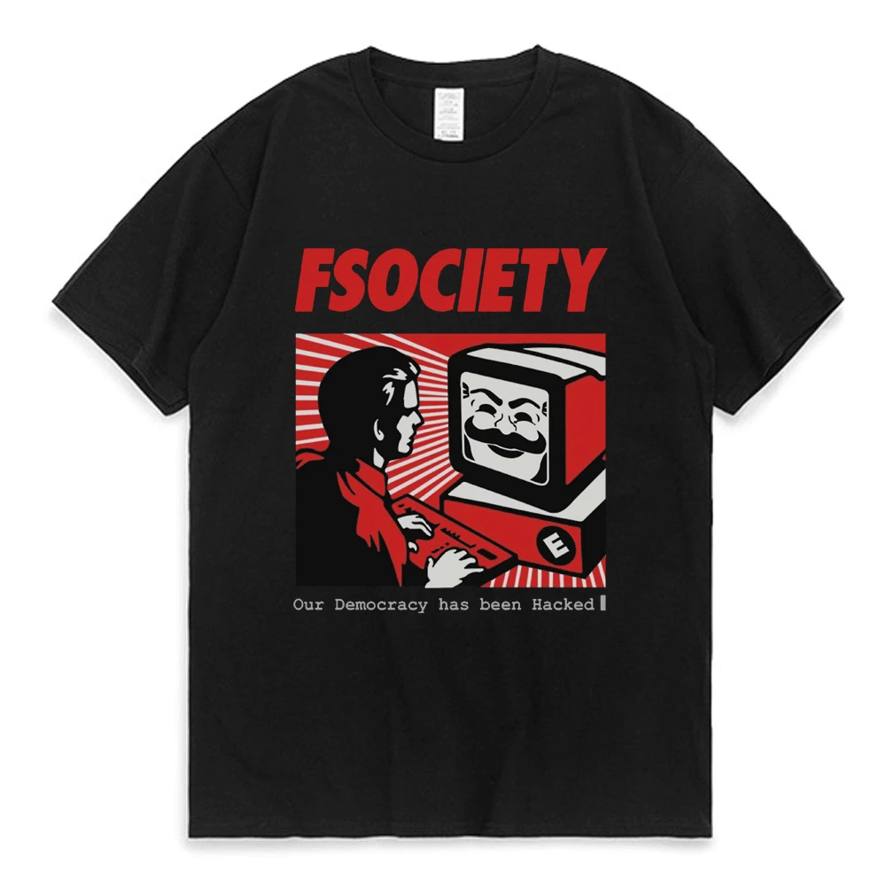 

Vintage Funny Mr Robot T Shirt Men Women Clothes 100% Cotton FSociety T-shirt F Society Hacker Geek Short Sleeve T-shirts Tops