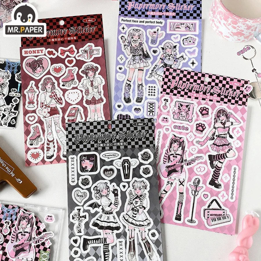 

Mr.paper 4 Styles 1Pcs/Bag Sweet Girly Stickers Kawaii Character DIY Scrapbooking Decoration Cute Stationery Stickers