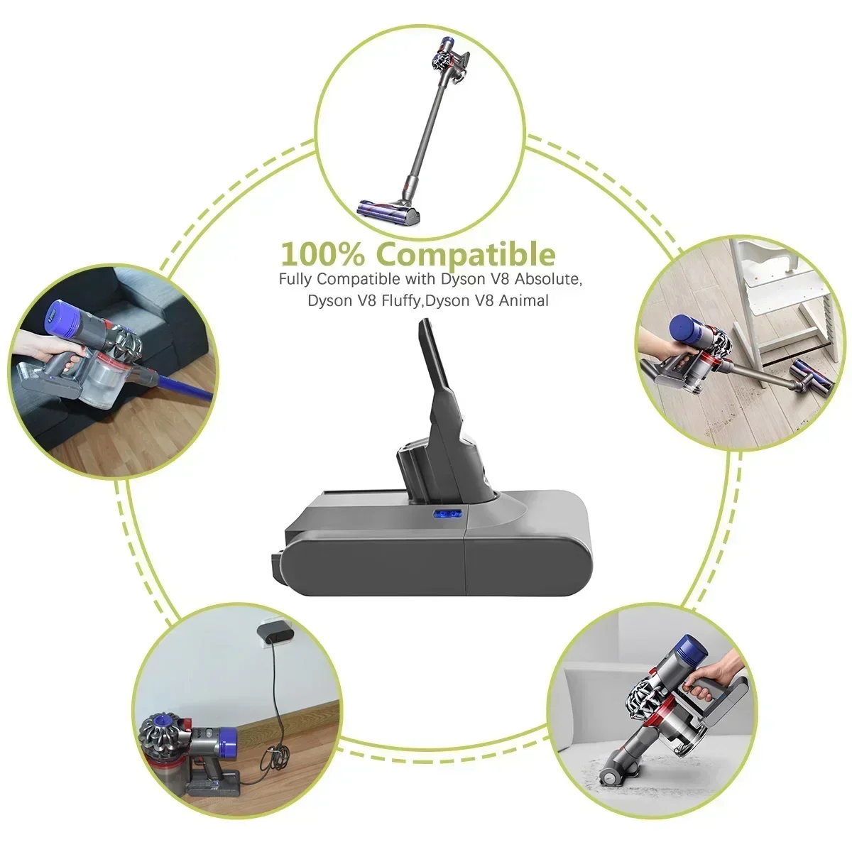 Original 21.6V 6000mah/8000mAh Replacement Battery for Dyson V8 Absolute Handheld Vacuum Cleaner For SV10