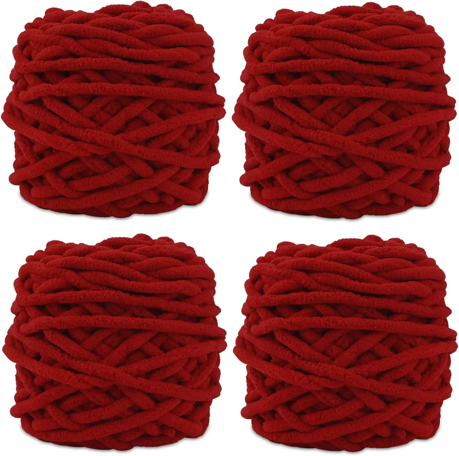 Вязаная шерстяная пряжа 4x100 г смешанные цвета для вязания крючком