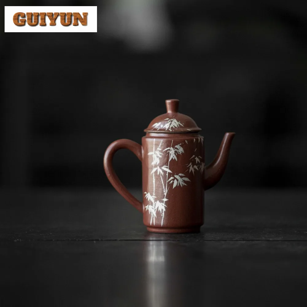 75 мл ручная роспись Серебряный бамбуковый чайник античный дворцовый красный