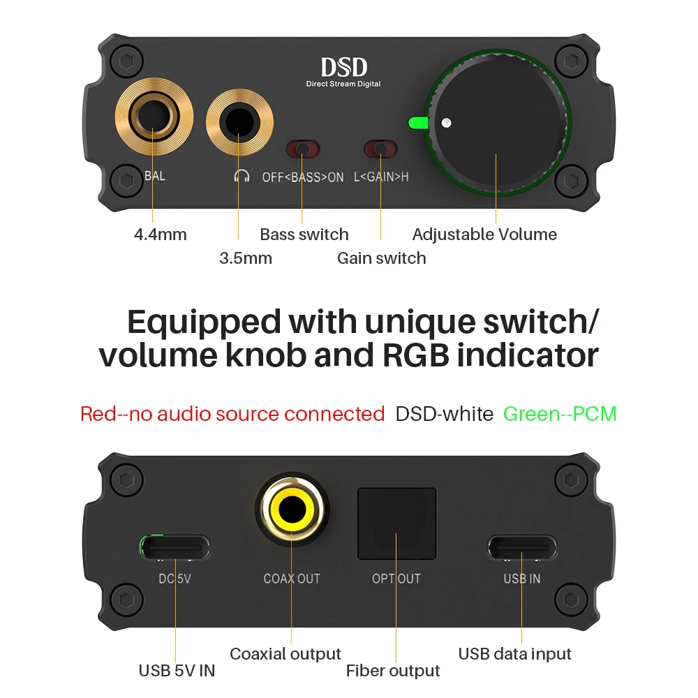 Фото 1Mii DS400 ЦАП усилитель для наушников Hi-Fi стерео аудио портативный 768K/32Bit DSD512 усилитель для настольного компьютера с высоким разрешением для ... №3