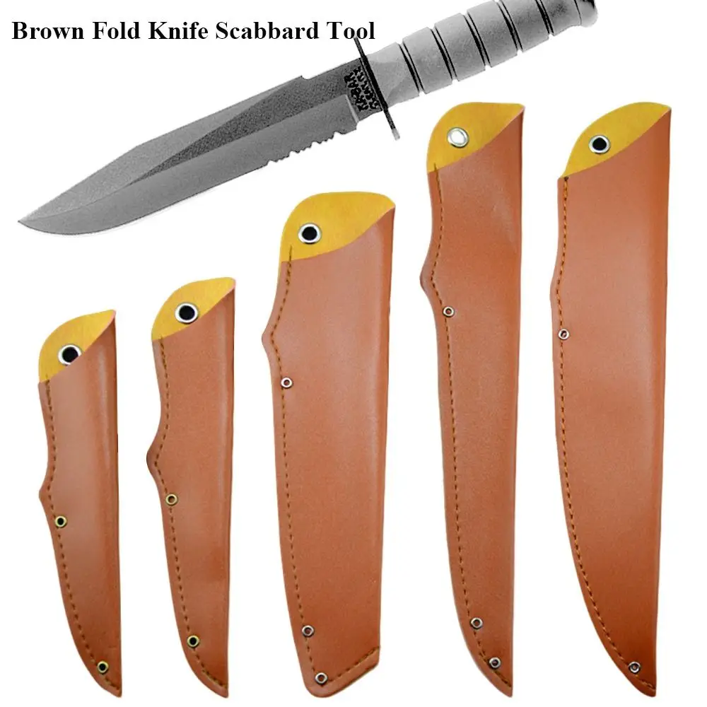 

Brown Fold Knife Tool Scabbard Flashlight Belt Loop Case Holder Leather Sheath Pocket Hunt Camp Outdoor Carry Equipment