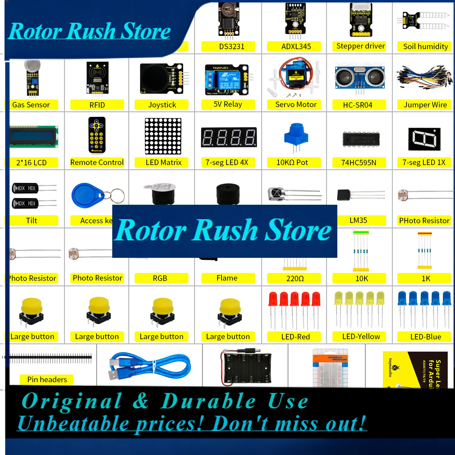 Фото RoRuSNEW Обновленный стартовый набор Keyestudio Super Starter Kit с платой V4.0 для Arduino, стартовый набор для UNOR3, 32 проекта + учебное пособие + подарок №1