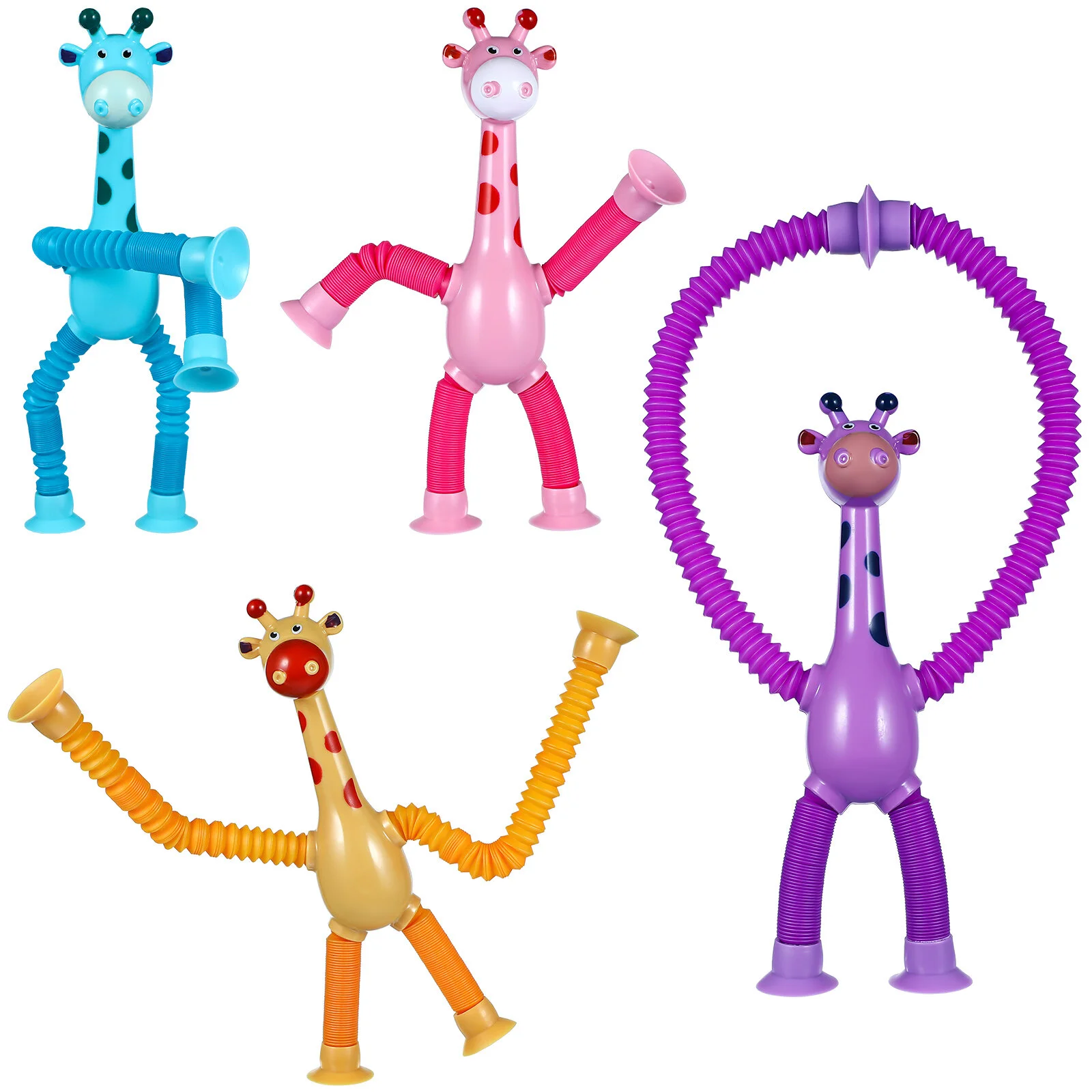 

4 Pcs Toy Kid Toyss Telescopic Suction Cup Giraffe Light Kids Tube Sucker Models Glowing Plastic