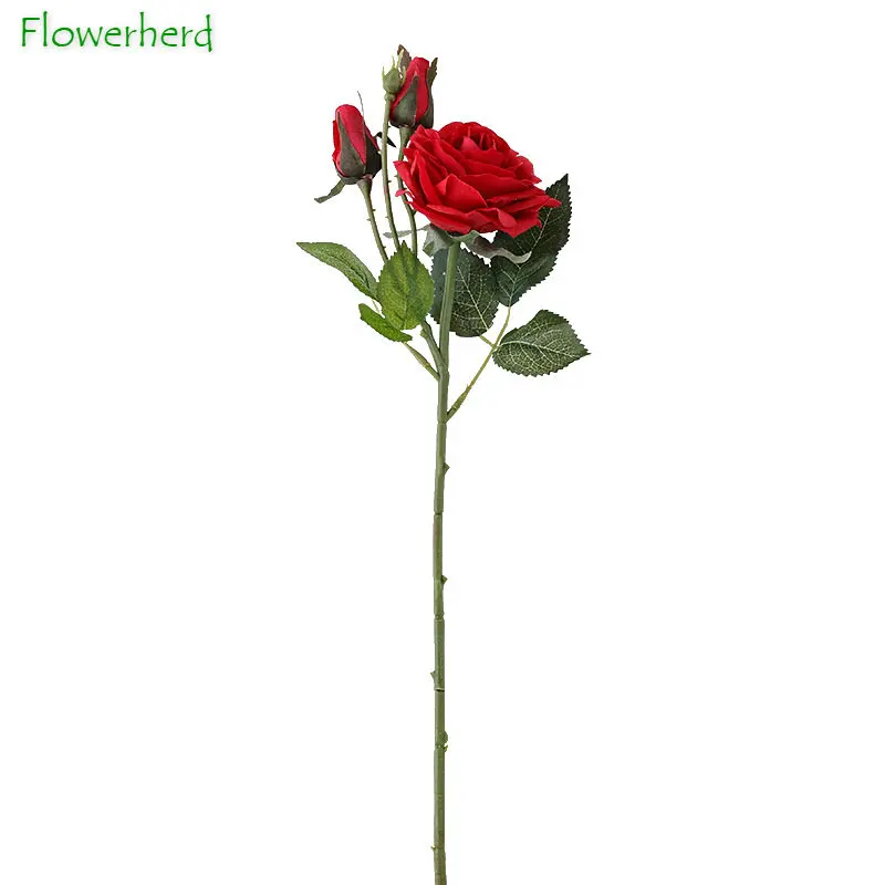 

Roses 1 Flower 2 Bracts Moisturizing Roses False Flowers Indoor Home Artificial Flowers Greenery Ornaments Hand Feeling Bouquet