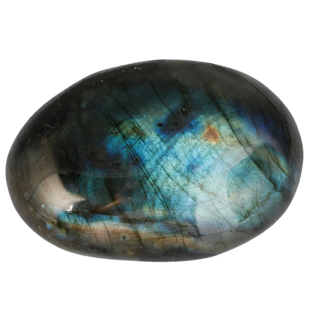 TUMBEELLUWA Natural Labradorite Palm Stone Crystal Healing Gem stone Pebble Worry Therapy Irregular Shape Decoration