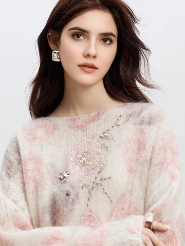 SuyaDream Женские пуловеры из мохера синие