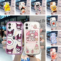 kitty anime kuromi phone case for iphone 11 12 13 pro max clear cover 12 13 mini 6 7 8 plus x xr xs max cartoon soft shell case