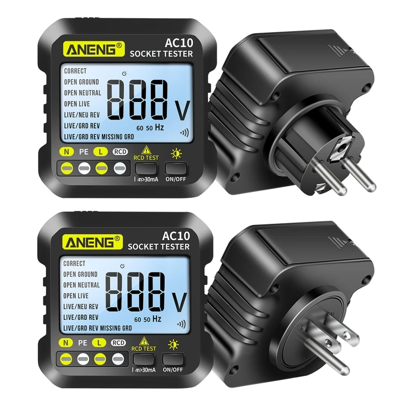 

Digital Display Socket Tester Plug Polarity Phase Check detector Voltage Test Multi-function Testing 90-250V/50-60Hz