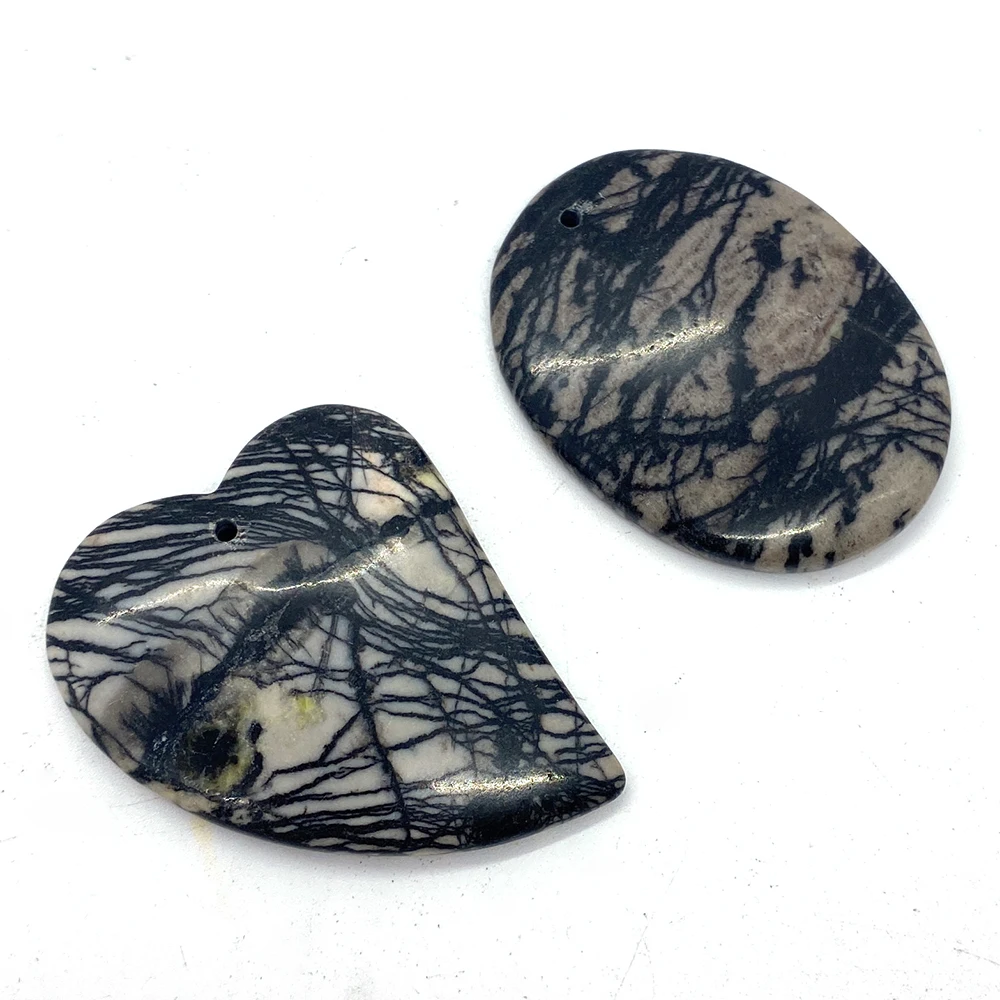 5pcs Black Natural Stone Beads Love Round Compensation Rectangle Picasso Men for Handmade Jewelry Craft Necklace Accessories