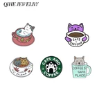 Броши с изображением котят и кофе, в форме котят, коллекция булавок