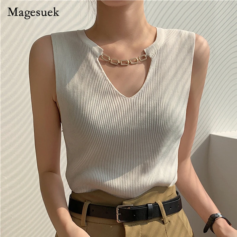 

Vintage Sleeveless Solid Elastic Knitted Blouse Korean Fashion Ladies Tops Spring Women Shirt Casual Summer Clothes Blusas 20151