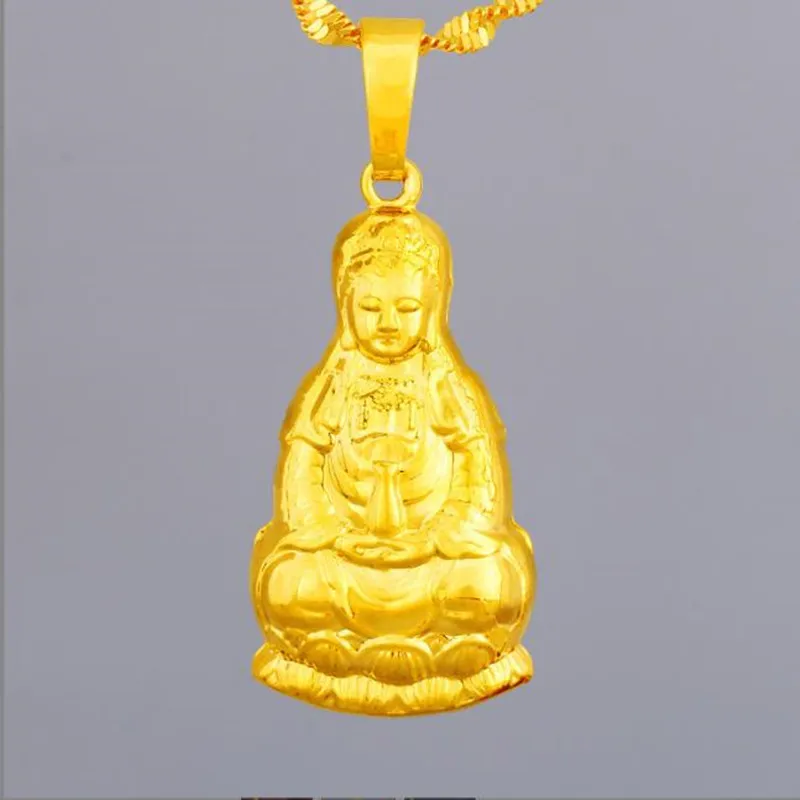

Vintage Brass Gold Plated Solid Avalokitesvara Pendant For Women Jewelry Quality Buddha Necklace Men Party Accessories Cool Gift