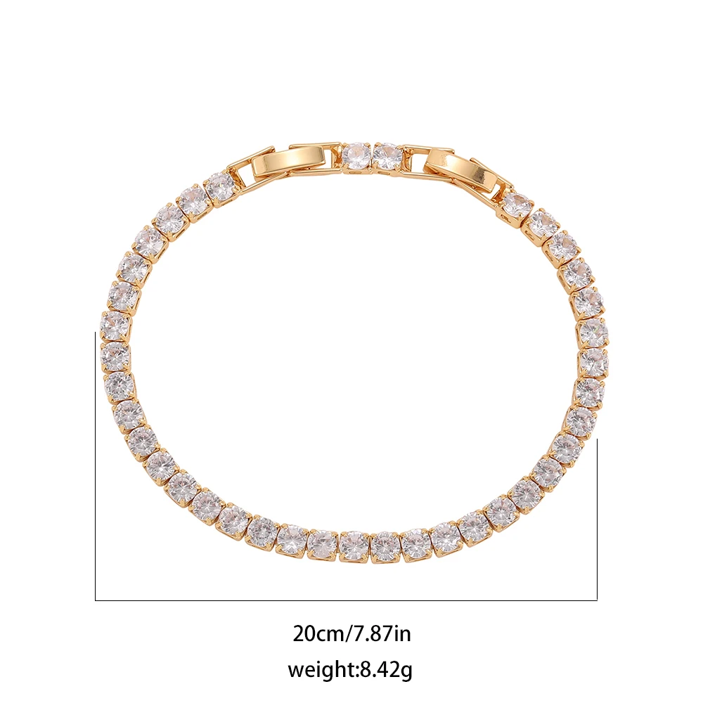 Luxury Round Crystal CZ Tennis Bracelet Bangle for Women Classic Stainless Steel Chain Bracelets Wedding Fashion Jewelry Gift images - 6