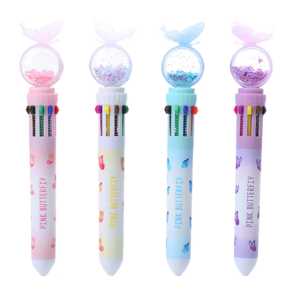 

Ballpoint Pen Pens Multicolor Writing Finepencil Mechanical Colors Pointcolored Transparent Retractable 5Mm Office One