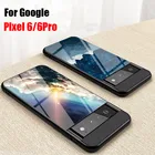 Звездное небо закаленное стекло задняя крышка для Google Pixel 6 Pro Чехол для Телефона Жесткий чехол ТПУ край Защитная тонкая кожа