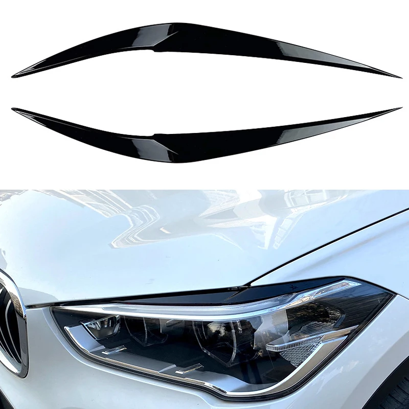 

Автомобильная Передняя подсветка для бровей и век для BMW X1 F48 F49 2015-2021 глянцевые черные углеродсветильник волоконные передние веки крышки ABS