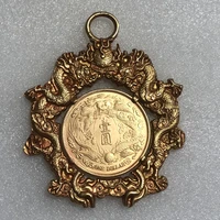 vintage bronze collection large gold plated pendant middle silver dollar exquisitely decorated