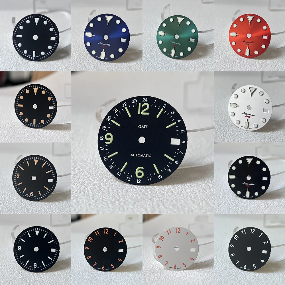 NH34 NH35 Dial GMT Watch Master 28.5mm 29mm Custom Logo Blue Black Orange Green Luminous improved Movement Accessories
