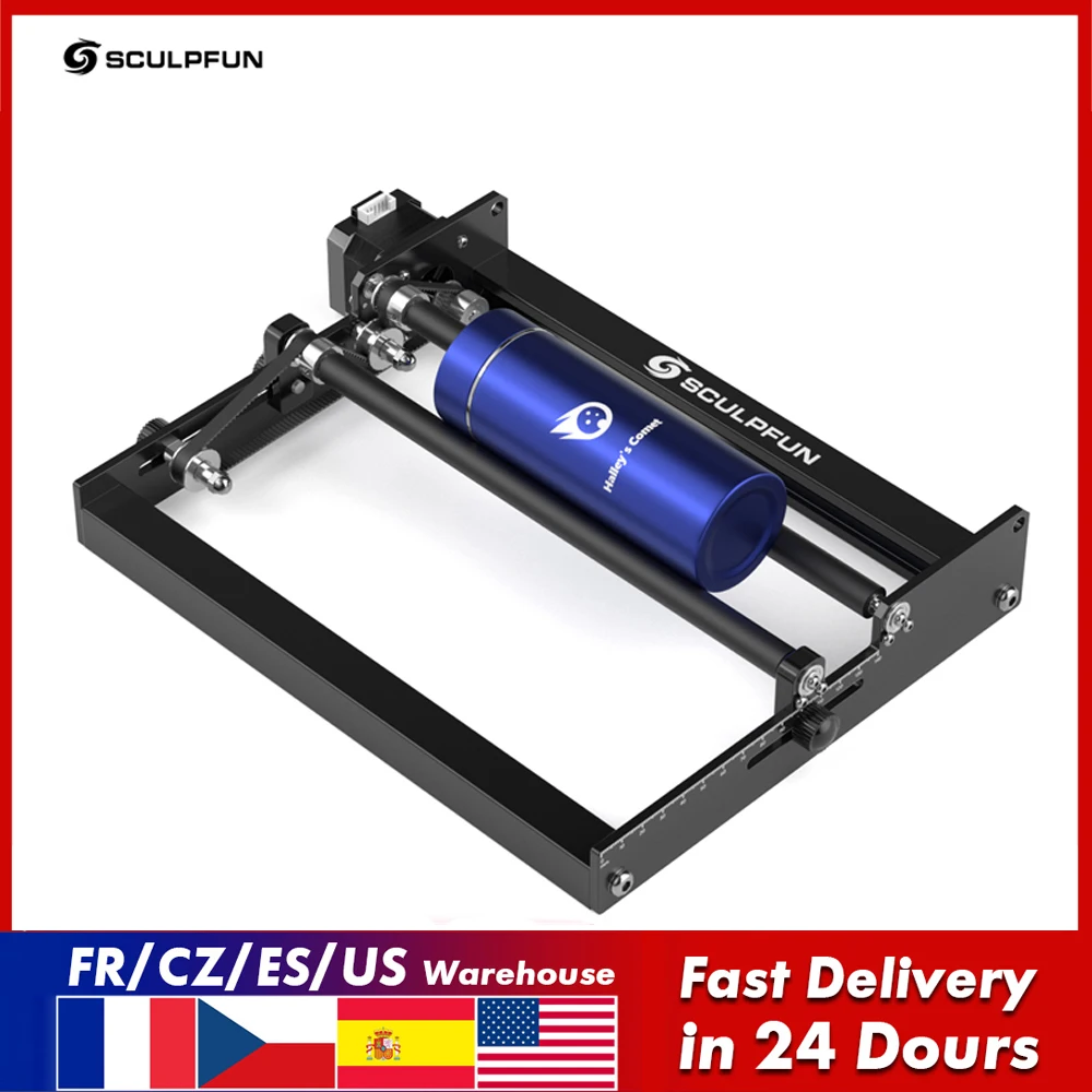 Лазерный ротационный роликовый гравер SCULPFUN лазерная гравировка вращение на 360 °