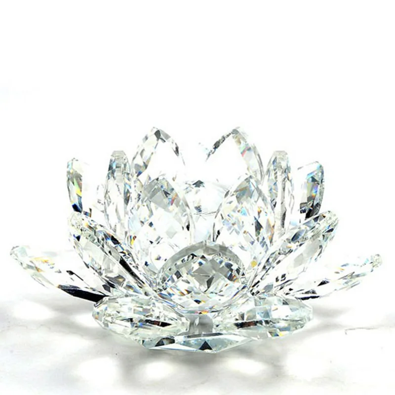 

85mm Quartz Crystal Lotus Flower Crafts Glass Paperweight Fengshui Ornaments Figurines Home Wedding Party Decor Gifts Souvenir