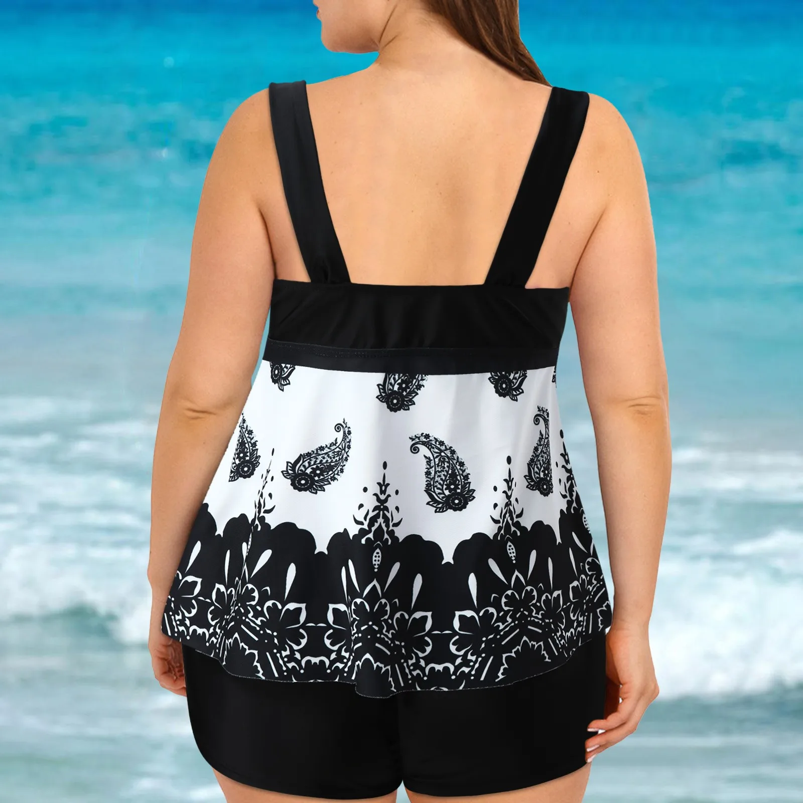 

Женские пляжные шорты, женский купальный костюм 5 дюймов с внутренним швом, цифровой Женский комплект бикини с принтом, женский спортивный к...