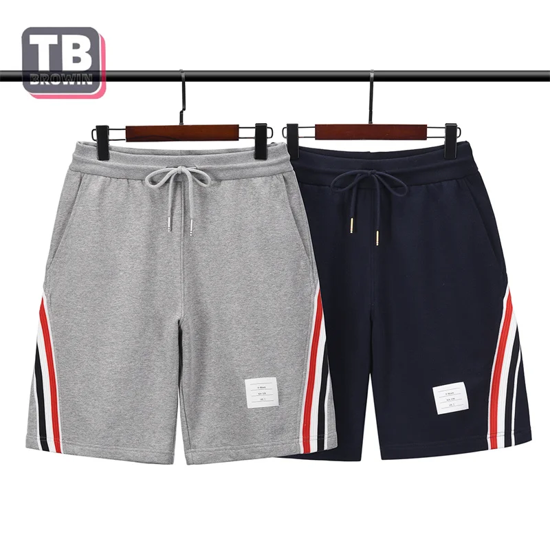 

Brand TB BROWIN Thom casual shorts webbing four-bar luxury striped tide men's summer trend drawstring cotton sports mid pants