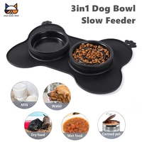 meows 3in1 dog slow feeder bowl with normal slower food pet bowl anti overflow pad slower anti skid of vacuum sucker design