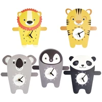 wall clock panda tiger shaped silent operated adorable cartoon cute animal wall clock decor for kid room