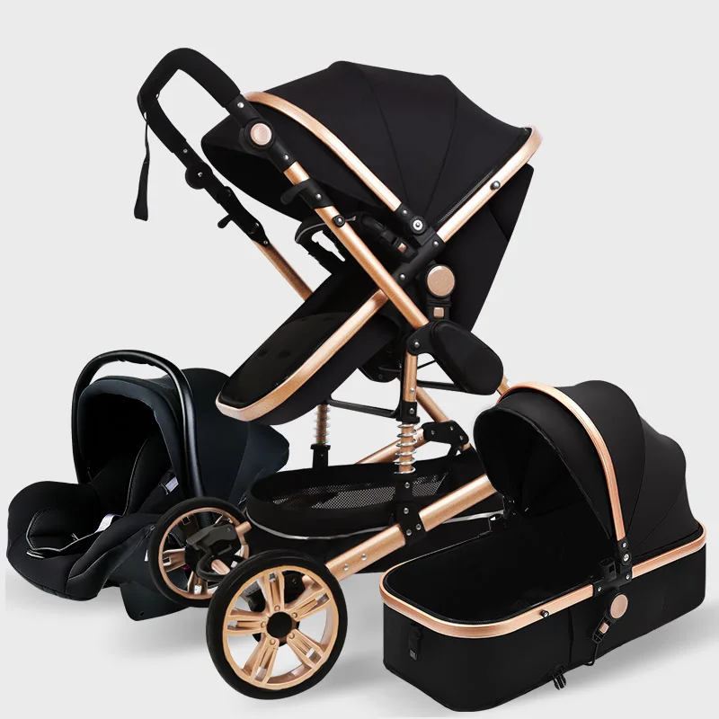 High Landscape Baby Stroller 3 in 1 With Car Seat Pink Stroller Luxury Travel Pram Car seat and Stroller Baby Carrier Pushchair