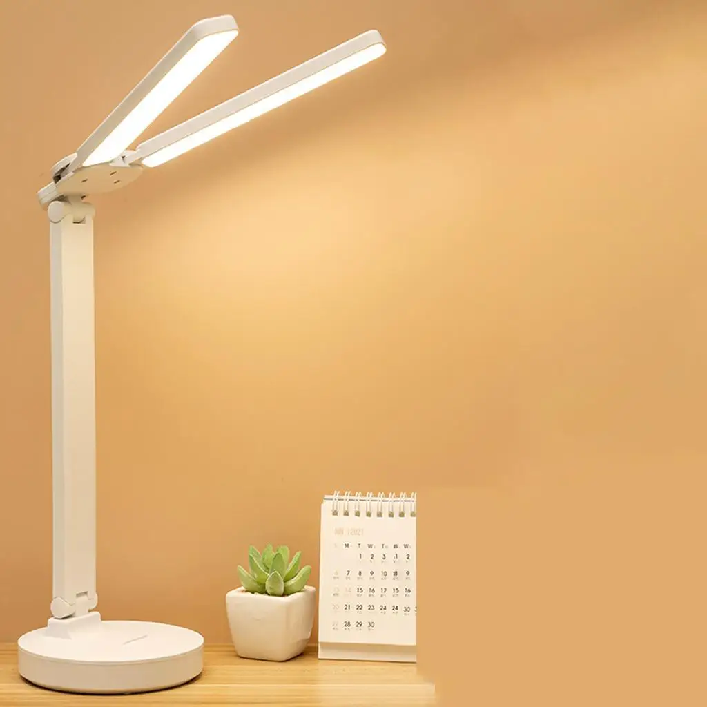 

USB Charging LED Desk Lamp 3 Mode Foldable Dual Head for Bedside Office Kids