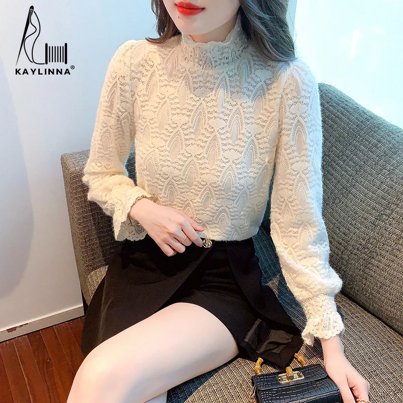 

KAYLINNA Fashion Autumn Woman Top Blusa mujer Print Lace Chiffon Blouse Women Shirt Long Sleeve Womens Tops and Blouses Ladies
