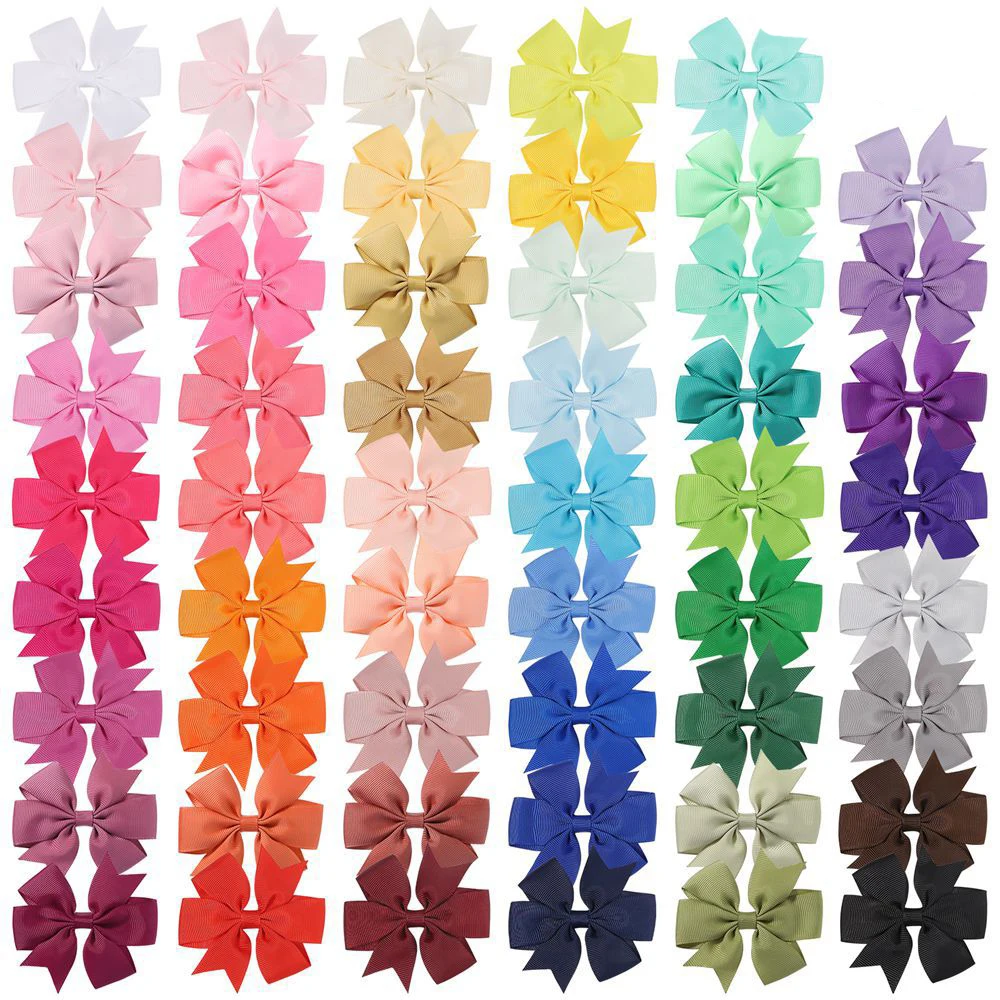 

Wholesale 53Pcs/Lot Solid Bow Baby Hairpin Princess Bowknot Hair Clips Barrettes Headwear Kids Hair Accessories Birthday Gift