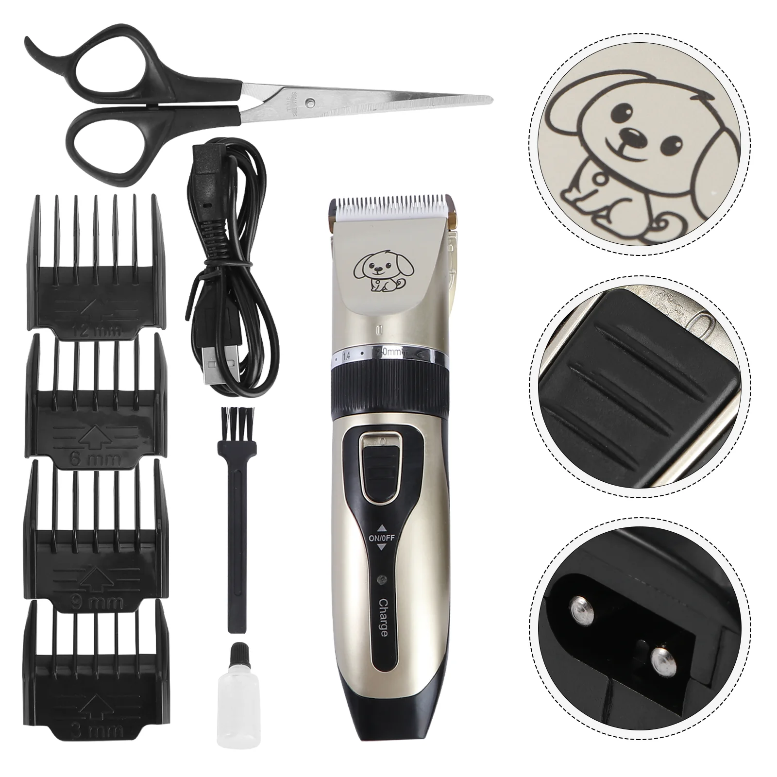 

Pet Hair Clipper USB Charging Pet Hair Trimmer Dog Hair Scissor Pet Supplies for Home Use (with Scissors)
