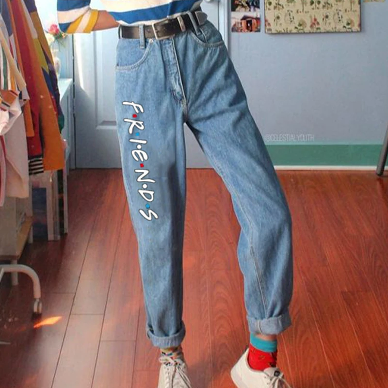 

friends TV show Letter print ladies jeans