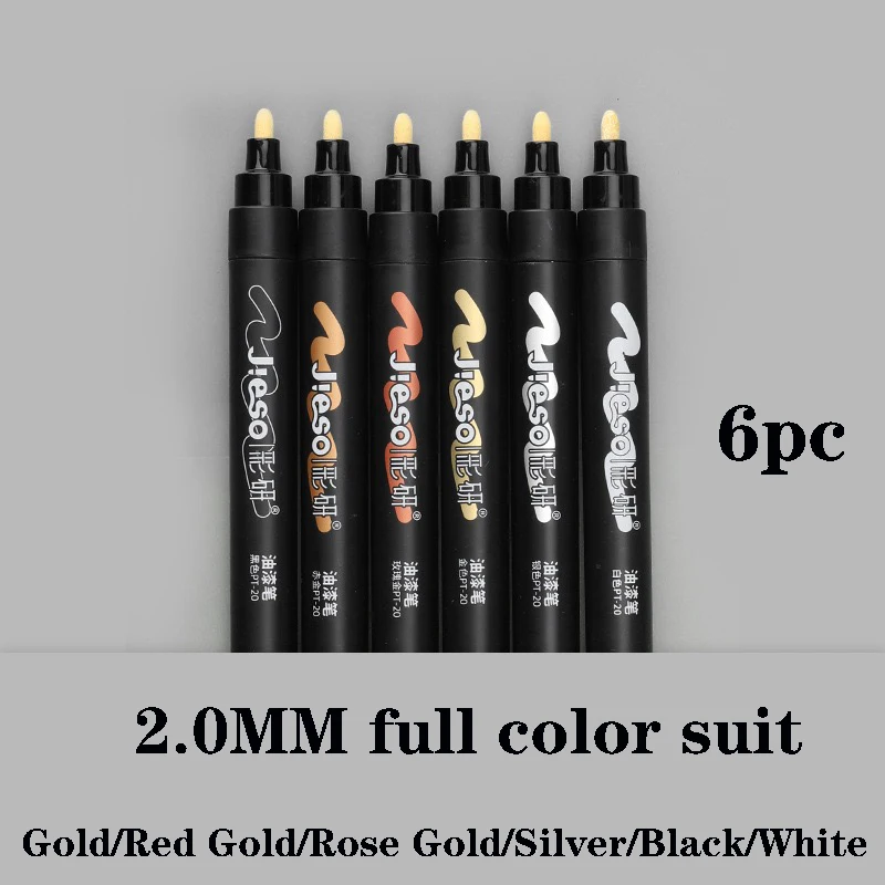 0.7/1.2/2MM6 Color Paint Marker Pen Waterproof Industry Does Not Fade DIY Trace Metal Door and Window Repair Color Check-in Pen