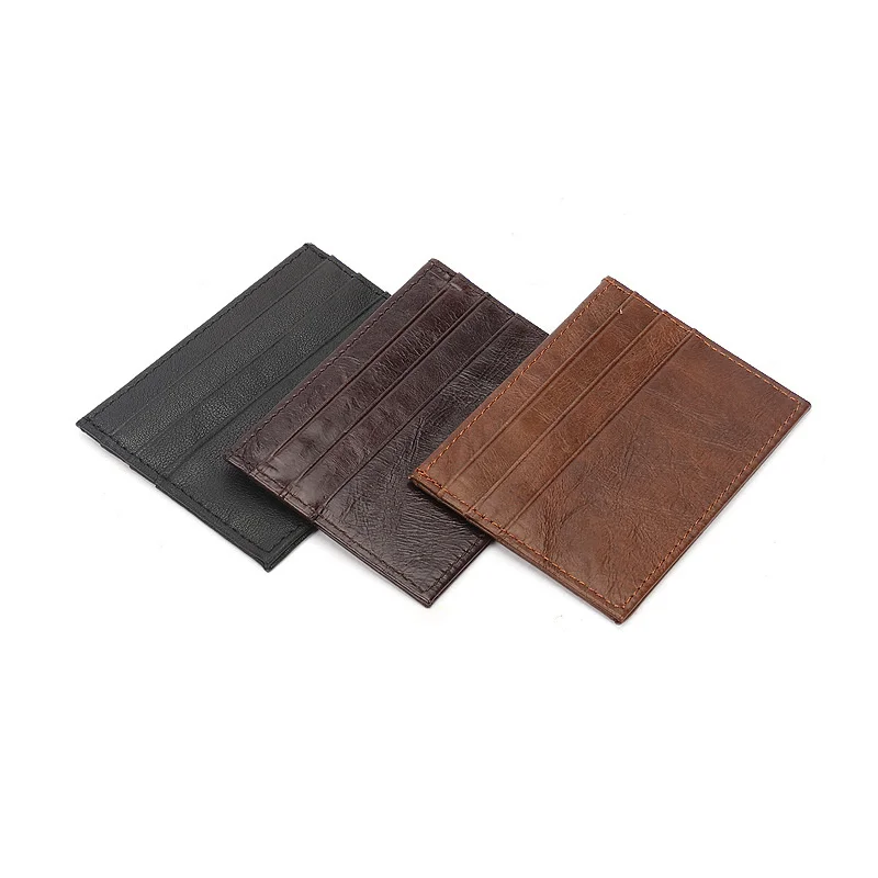 Vintage Cow Leather Credit Card Holder Driving License Bag Coin Purse Short Wallet Bank Card Cover Ultra-thin Small Card Case