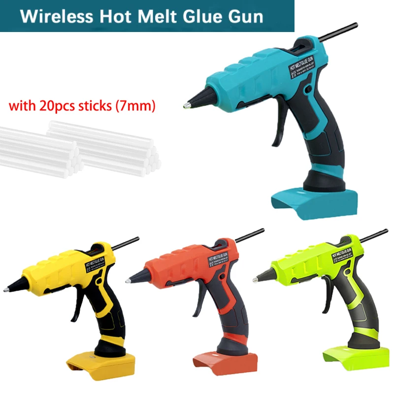 

50W Cordless Hot Melt Glue Gun With 20pcs 7mm Glue Sticks For Makita/DEWALT/Milwaukee 18V Li-ion Battery Electric Repair Tool