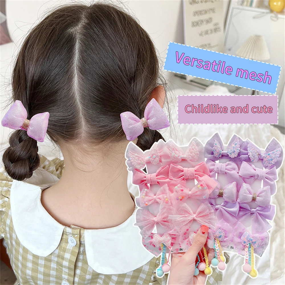 [10-Piece Set] 2023 New Children's Bow Hairpin Cute Princess Hair Headdress Broken Hair Baby Hair Accessories Kids Headwear