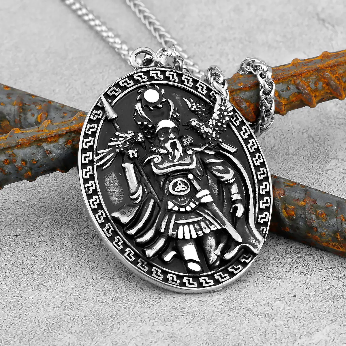 

Norse Mythology Odin Raven Necklace Viking Raven Rune Amulet Stainless Steel Pendant Scandinavian Jewelry Men's Gift
