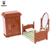 112 dollhouse miniature furniture bedroom set bed dresser mirror cabinet model fashion bedroom set
