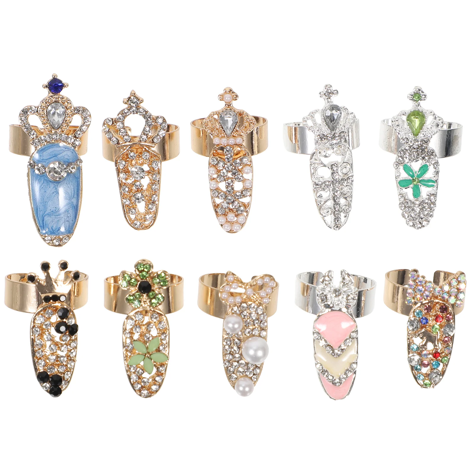 

Rings Ring Nailwomen Finger Crystal Rhinestone Jewelry Knuckle Decoration Nails Fingernail Fashion Punk Metal Luxury Fingertip