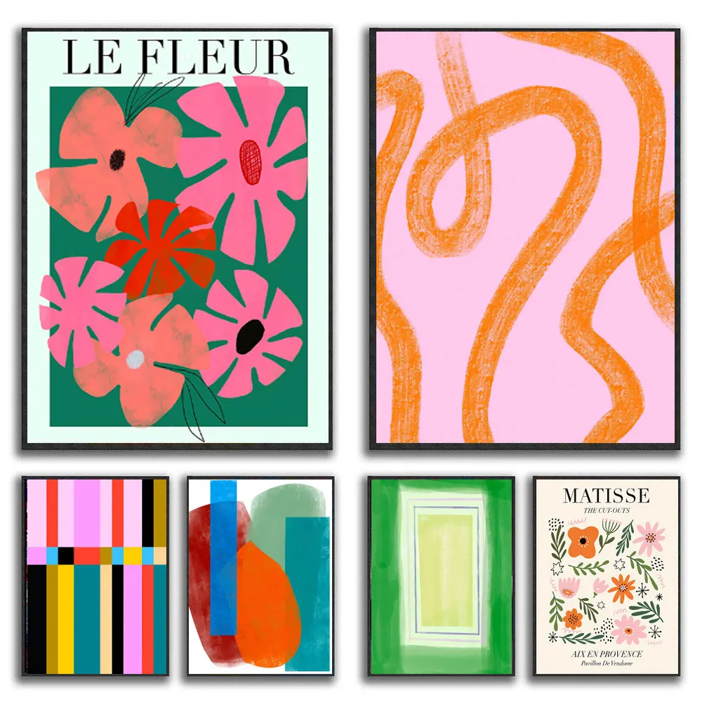 

Colorful Abstract Flowers Pop Art Canvas Prints LEFLEUR Painting Posters Modern Nordic Style Living Room Wall Picture Home Decor