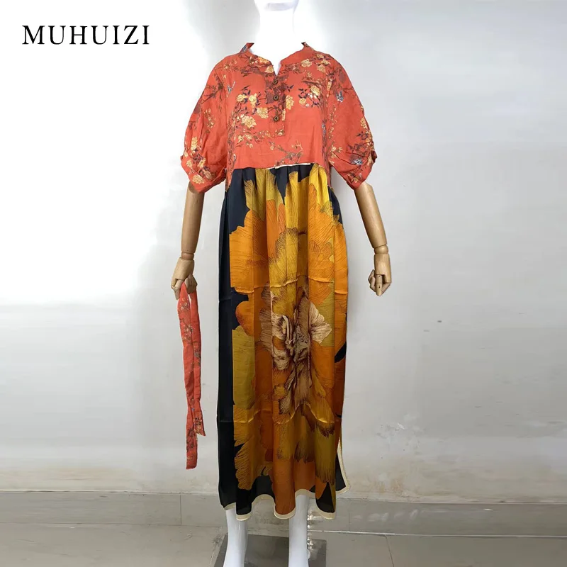 

MUHUIZI Summer Floral Printed Beach Cover Up Tops Bohemian Kimono Women Long Sleeve Cardigan Casual Loose Holiday Blouse Shirt