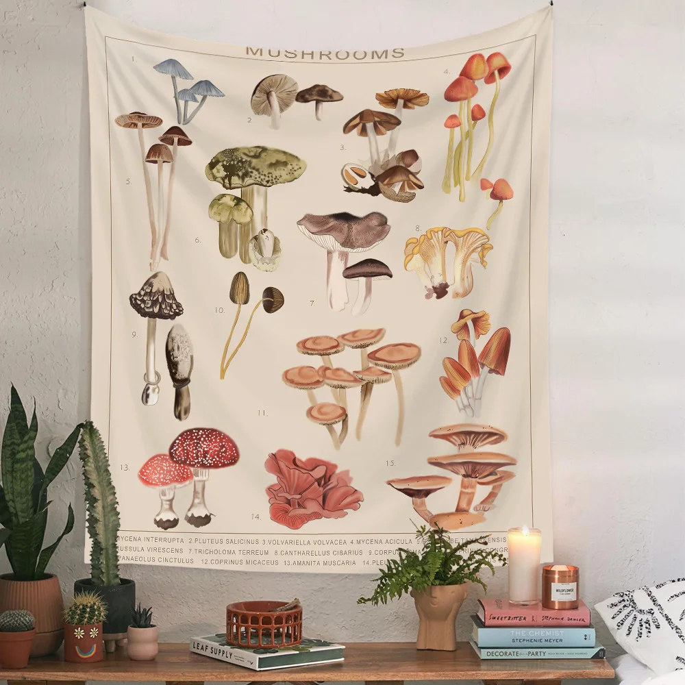 

Room Decoration Bohemian Tapestry Quotes Mushroom Tapestry Wall Decor Mycology Mushroom Diagram Illustration Wall Art Boho Decor