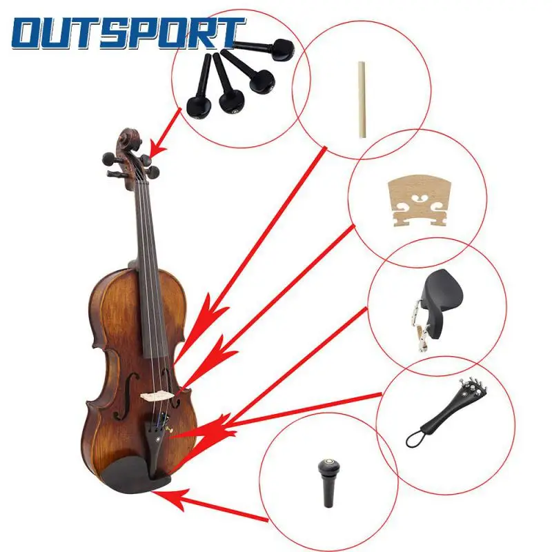 

Violin Accessories Set 15-piece Set of Piano Code Pull String Chinrest Ebony Musical Instrument Accessories Stringed Instruments