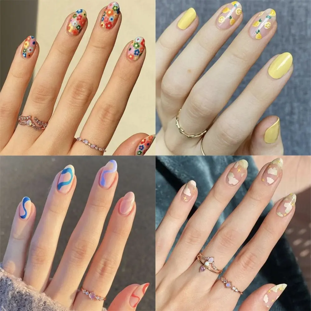 

Detachable Press on Nails Fake Nials Manicure Short Round Head False Nails Simple